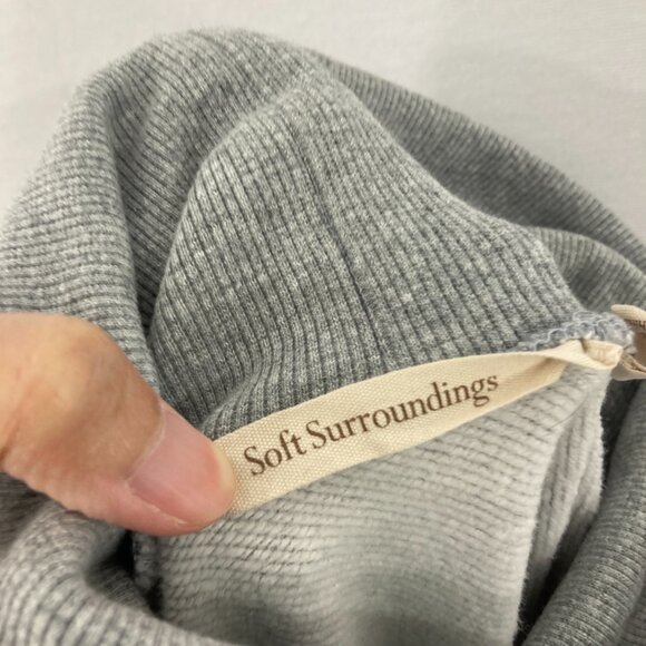 Soft Surroundings Large Gray Turtle Neck Button Detail Cozy Long Sleeve Sweater - Picture 2 of 10